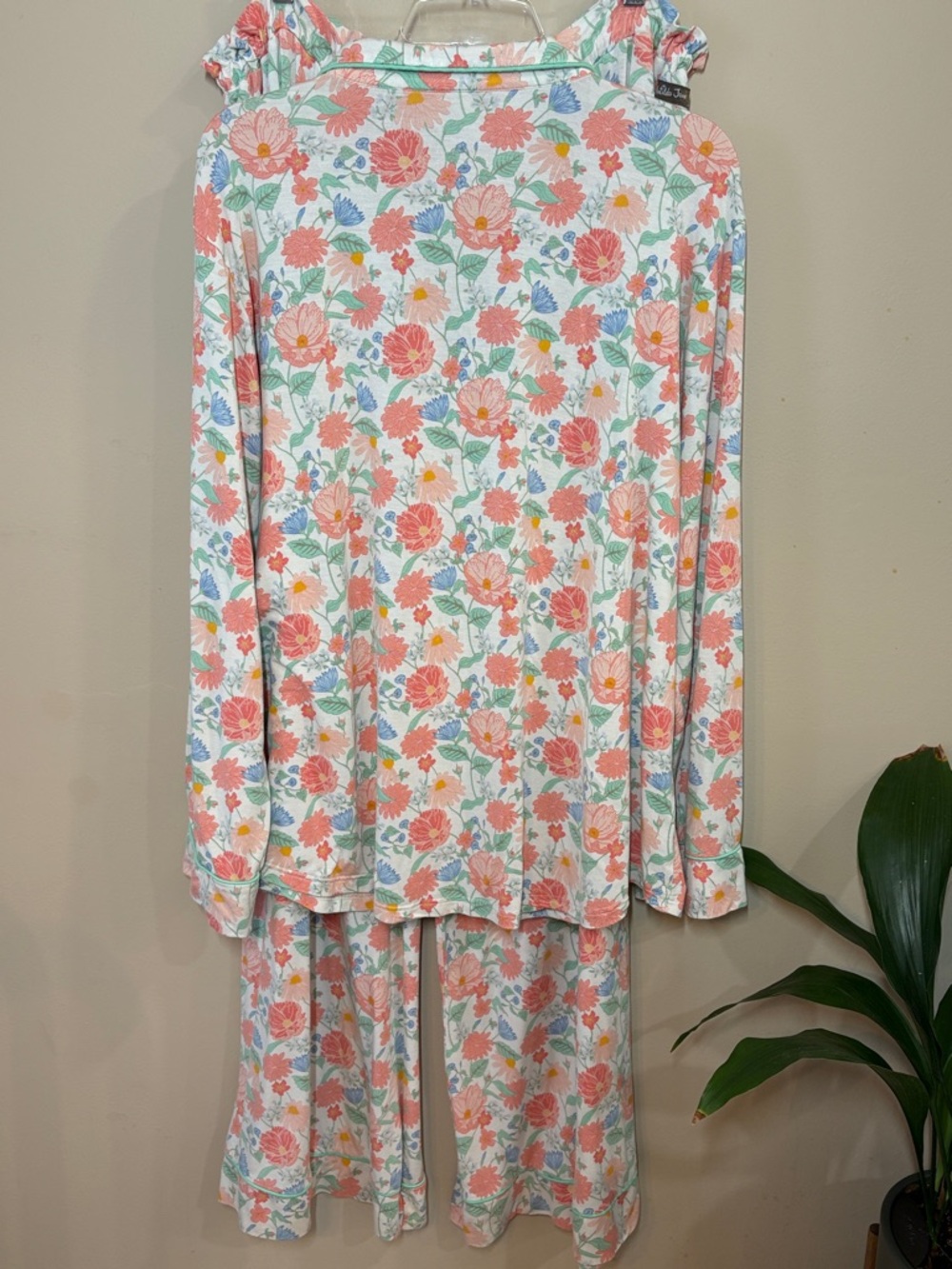 Matilda Jane Pastel Floral Button-Up PJ Set in Coral, Mint & Blue - Picture 3 of 13